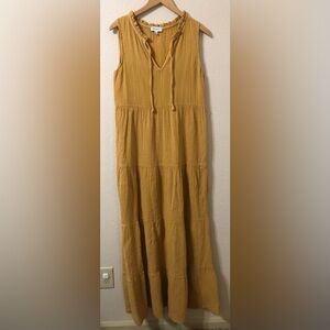Evereve Georgia Tiered Gauze Dress Cotton in Marigold - Size Small